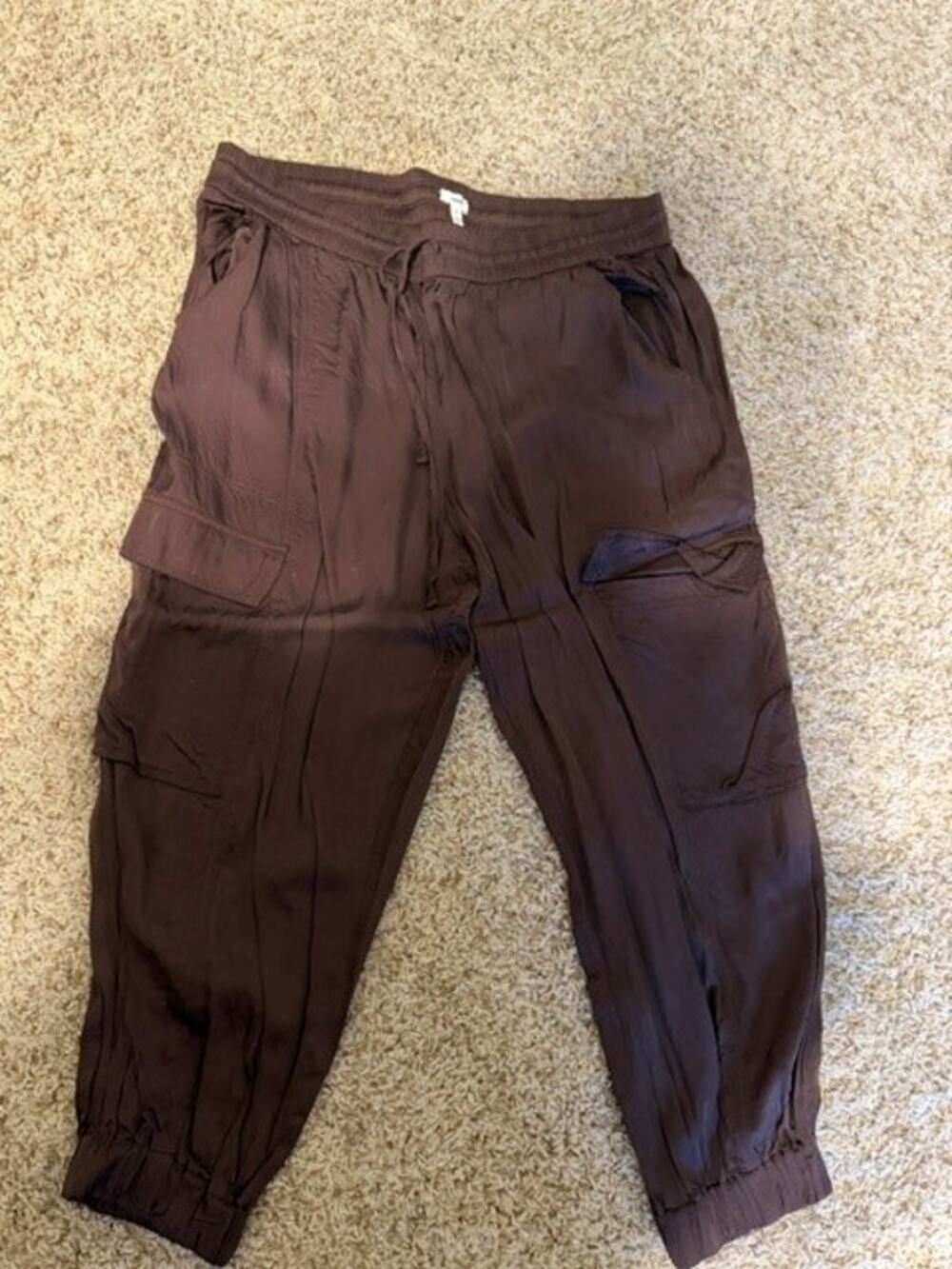 Aerie Brown Satin Joggers XL